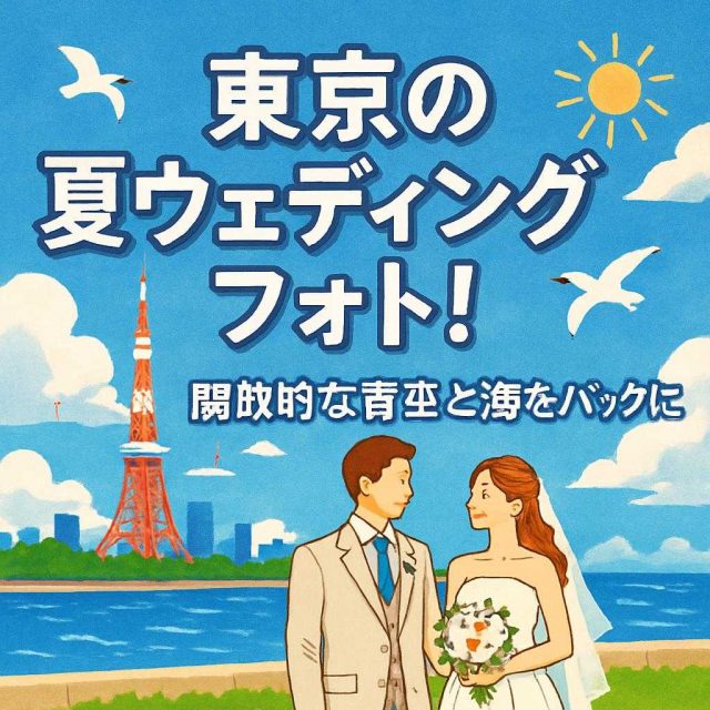 「東京の夏ウェディングフォト！開放的な青空と海をバックに」