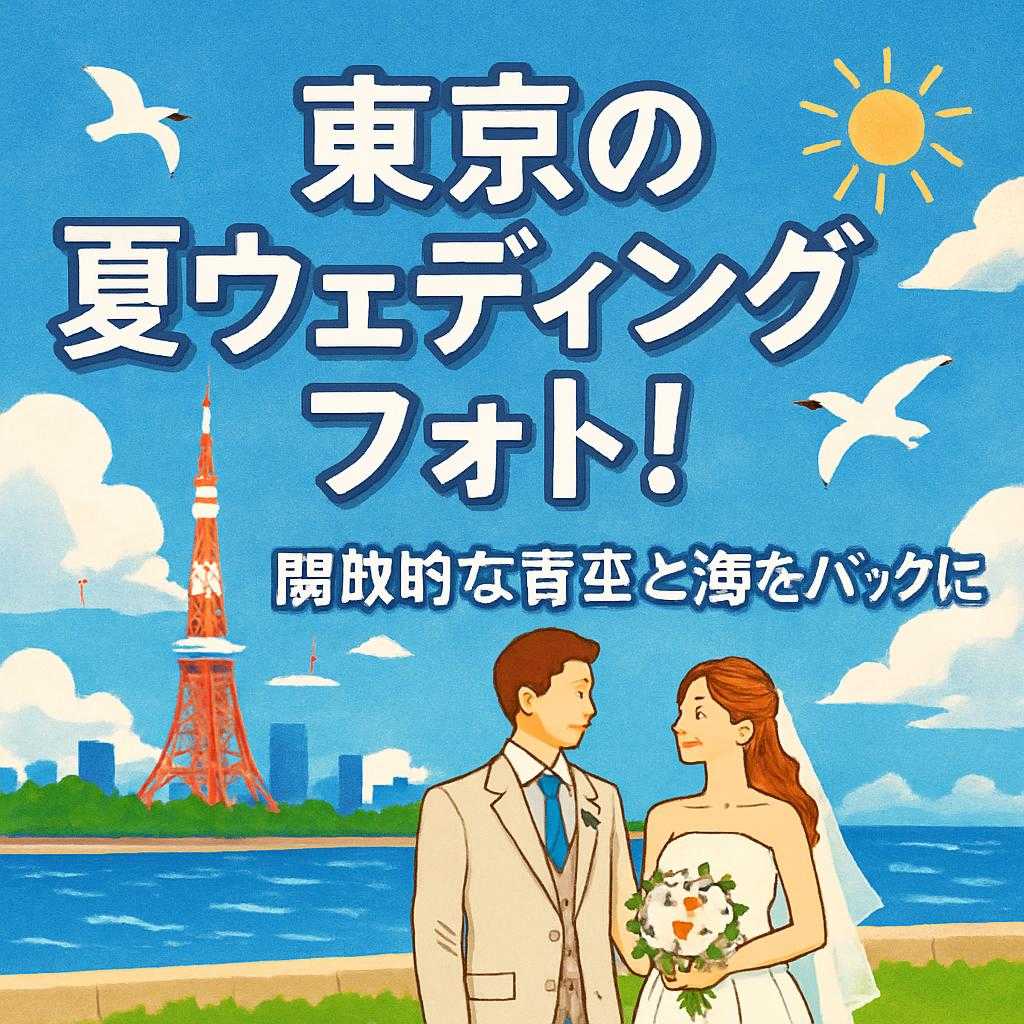 「東京の夏ウェディングフォト！開放的な青空と海をバックに」