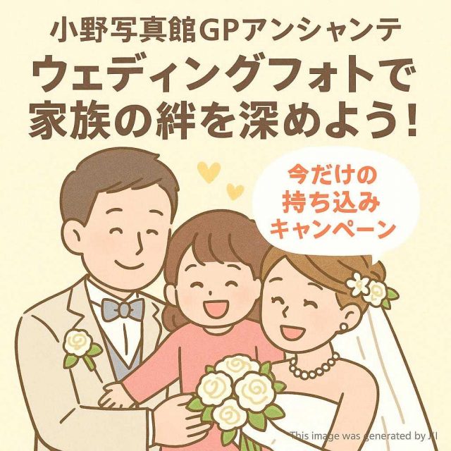 小野写真館GPアンシャンテ ウェディングフォトで家族の絆を深めよう！今だけの持ち込みキャンペーン