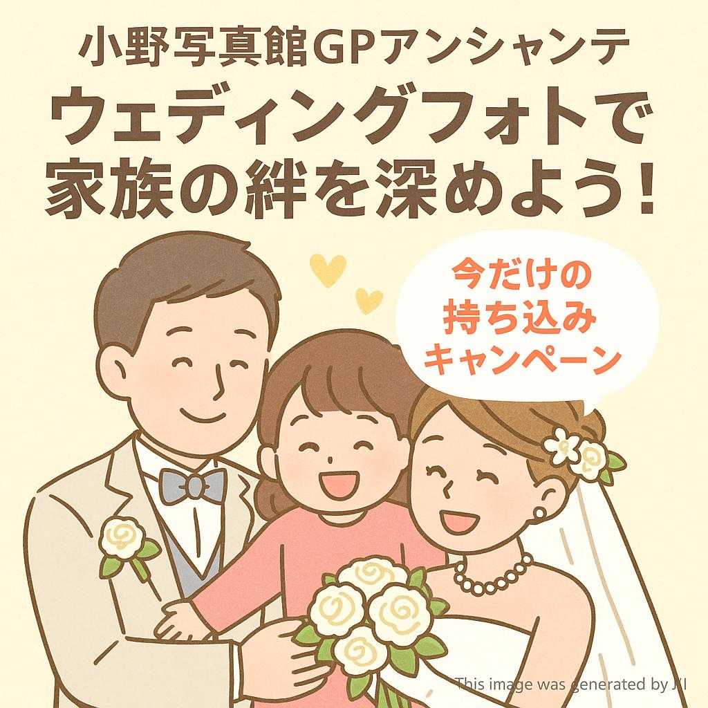小野写真館GPアンシャンテ ウェディングフォトで家族の絆を深めよう！今だけの持ち込みキャンペーン