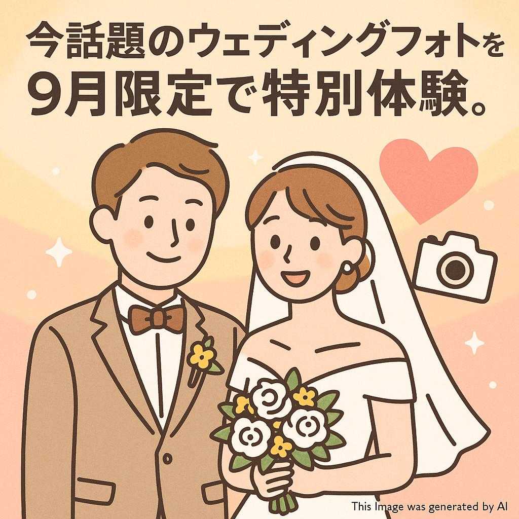 今話題のウェディングフォトを9月限定で特別体験