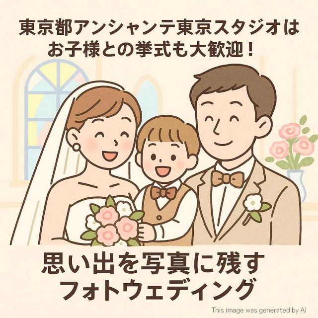 東京都アンシャンテ東京スタジオはお子様との挙式も大歓迎！思い出を写真に残すフォトウェディング
