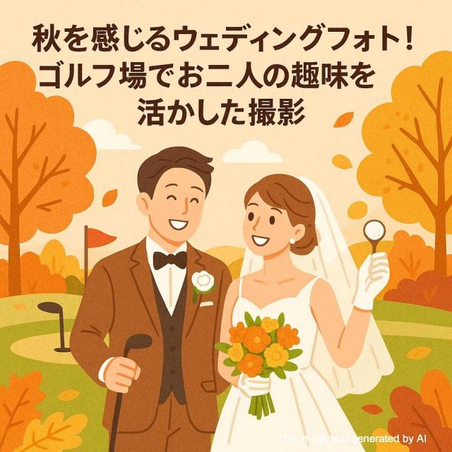 秋を感じるウェディングフォト！ゴルフ場でお二人の趣味を活かした撮影