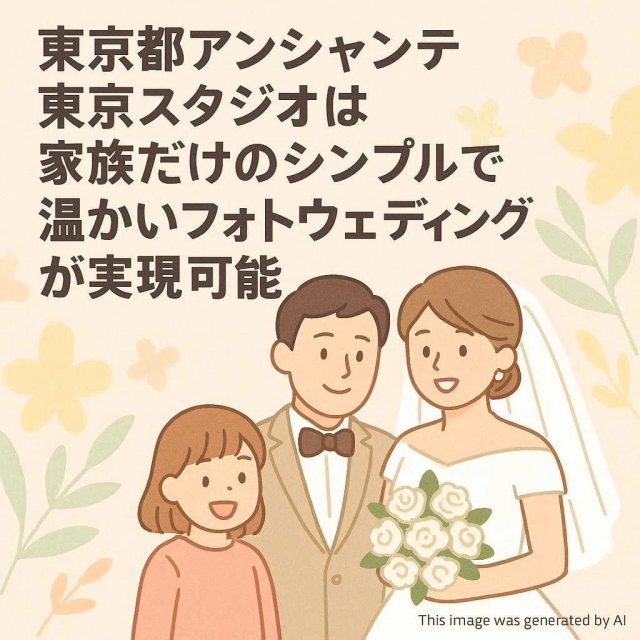 東京都アンシャンテ東京スタジオは家族だけのシンプルで温かいフォトウェディングが実現可能