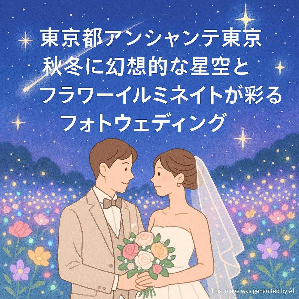東京都アンシャンテ東京 秋冬に幻想的な星空とフラワーイルミネイトが彩るフォトウェディング