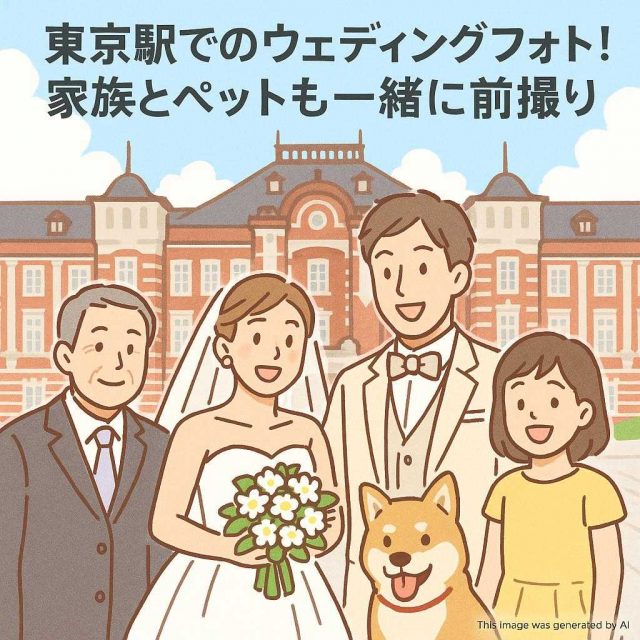 東京駅でのウェディングフォト！家族とペットも一緒に前撮り