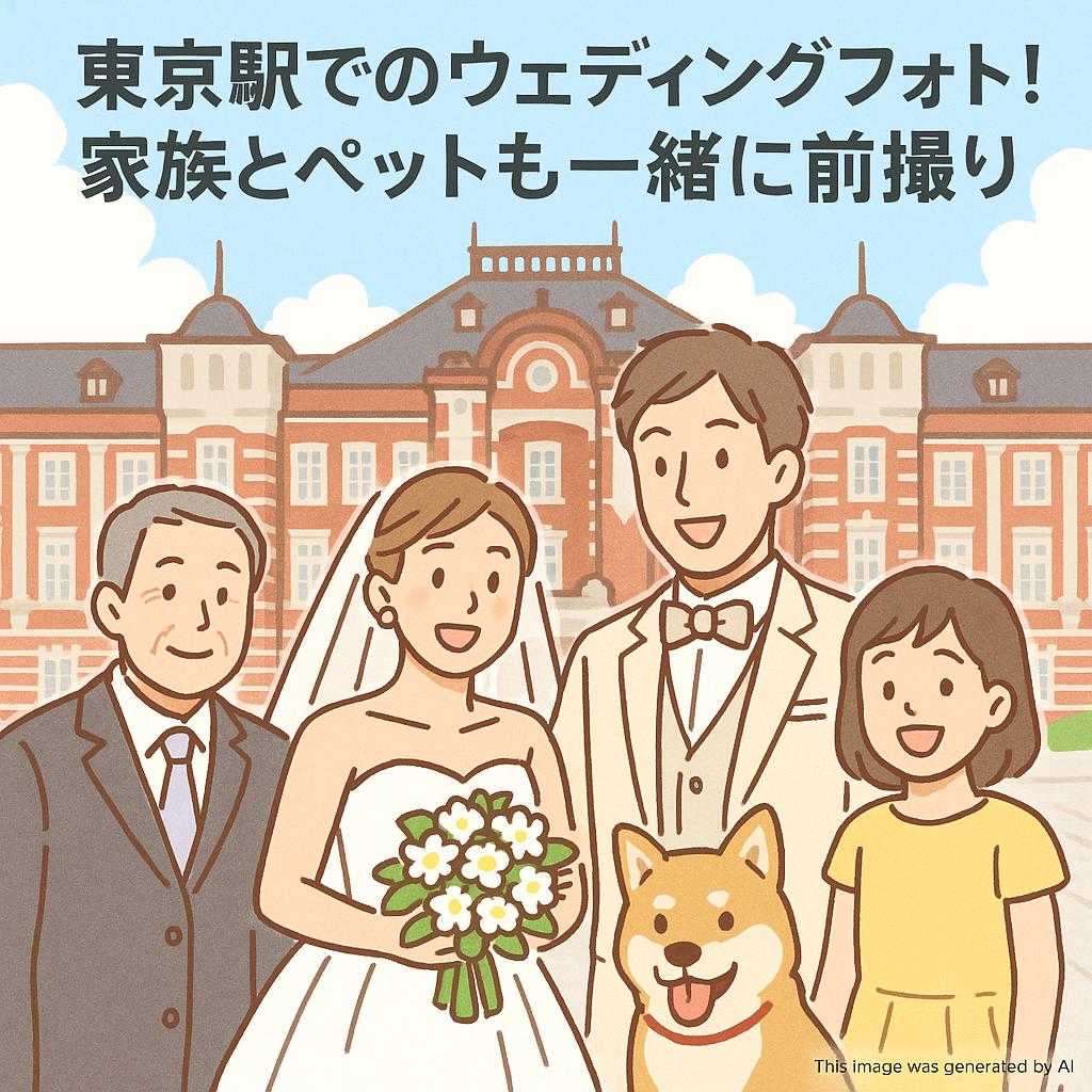 東京駅でのウェディングフォト！家族とペットも一緒に前撮り