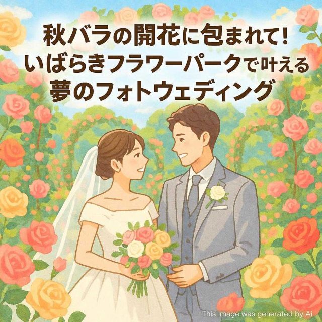 秋バラの開花に包まれて! いばらきフラワーパークで叶える夢のフォトウェディング