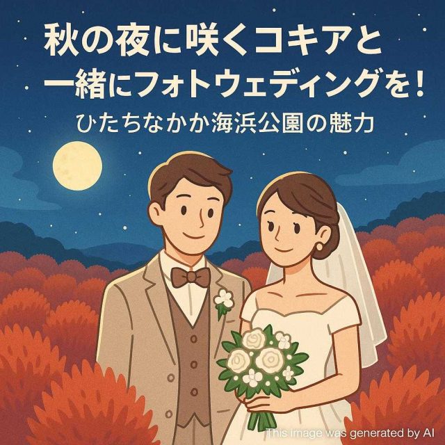 秋の夜に咲くコキアと一緒にフォトウェディングを！ひたちなか海浜公園の魅力