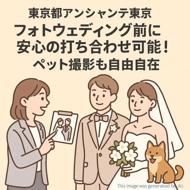 東京都アンシャンテ東京 フォトウェディング前に安心の打ち合わせ可能！ペット撮影も自由自在