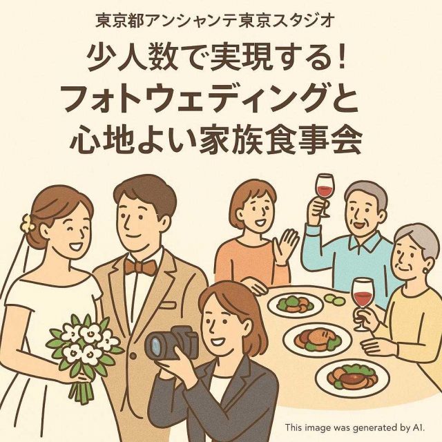 東京都アンシャンテ東京スタジオ 少人数で実現する！フォトウェディングと心地よい家族食事会