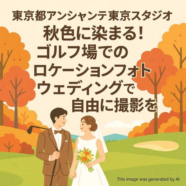 東京都アンシャンテ東京スタジオ 秋色に染まる！ゴルフ場でのロケーションフォトウェディングで自由に撮影を