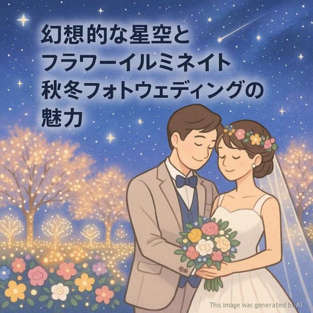 幻想的な星空とフラワーイルミネイト 秋冬フォトウェディングの魅力