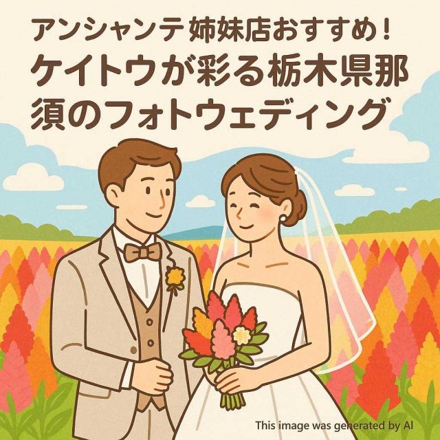 アンシャンテ姉妹店おすすめ！ケイトウが彩る栃木県那須のフォトウェディング