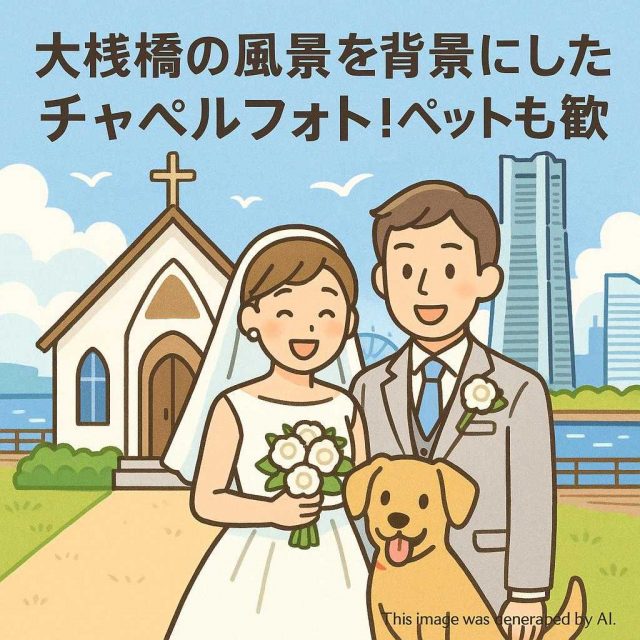 大桟橋の風景を背景にしたチャペルフォト！ペットも歓迎