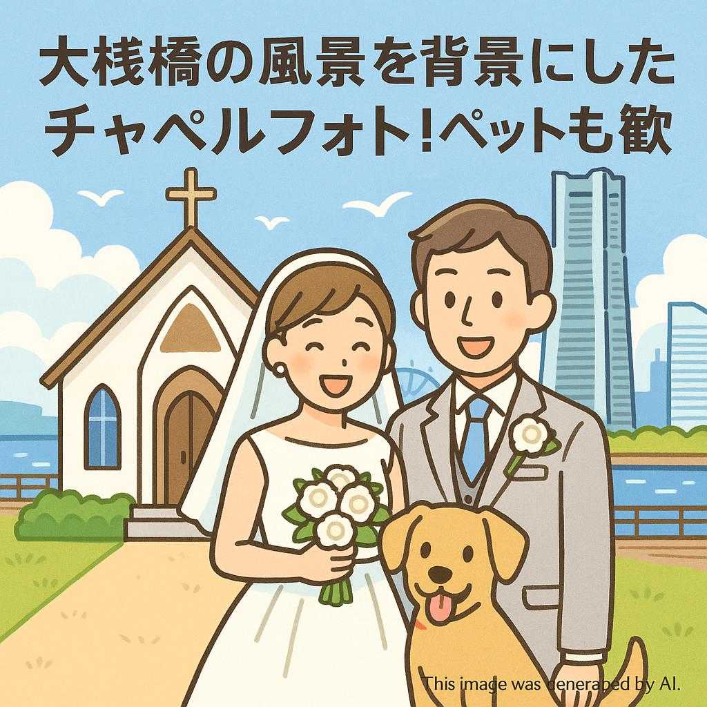 大桟橋の風景を背景にしたチャペルフォト！ペットも歓迎