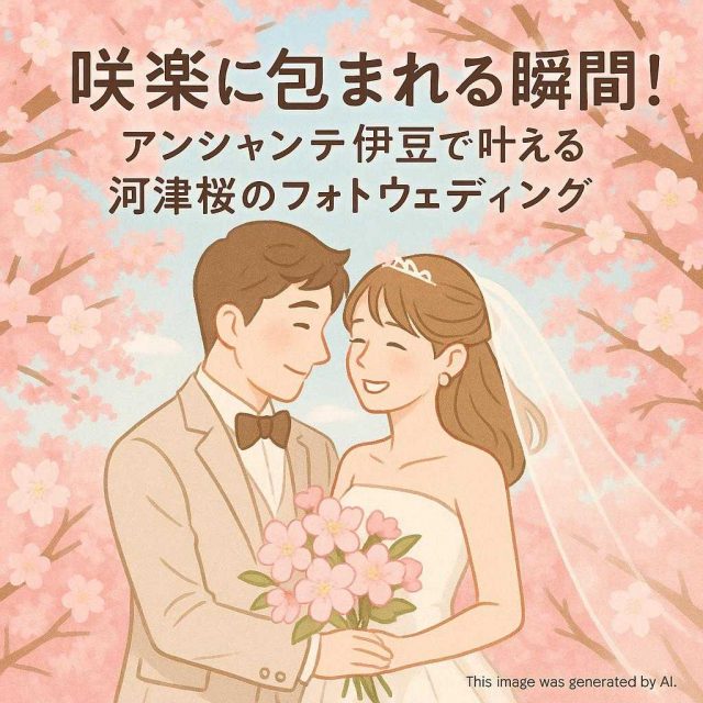 咲楽に包まれる瞬間！アンシャンテ伊豆で叶える河津桜のフォトウェディング