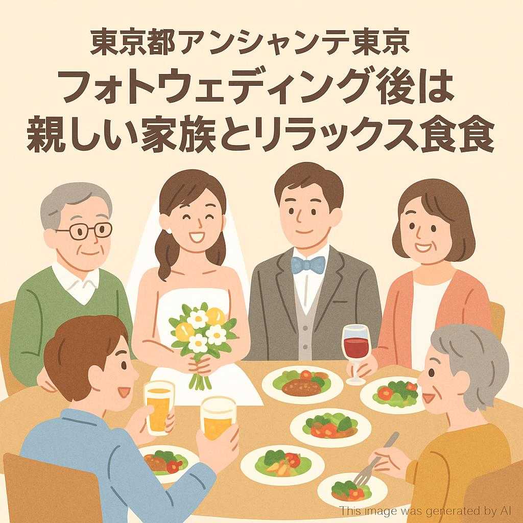 東京都アンシャンテ東京 フォトウェディング後は親しい家族とリラックス食事会
