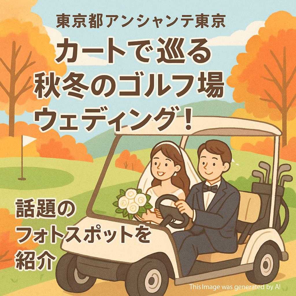 東京都アンシャンテ東京 カートで巡る秋冬のゴルフ場ウェディング!話題のフォトスポットを紹介