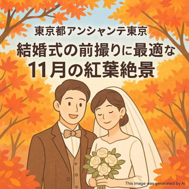 東京都アンシャンテ東京 結婚式の前撮りに最適な11月の紅葉絶景