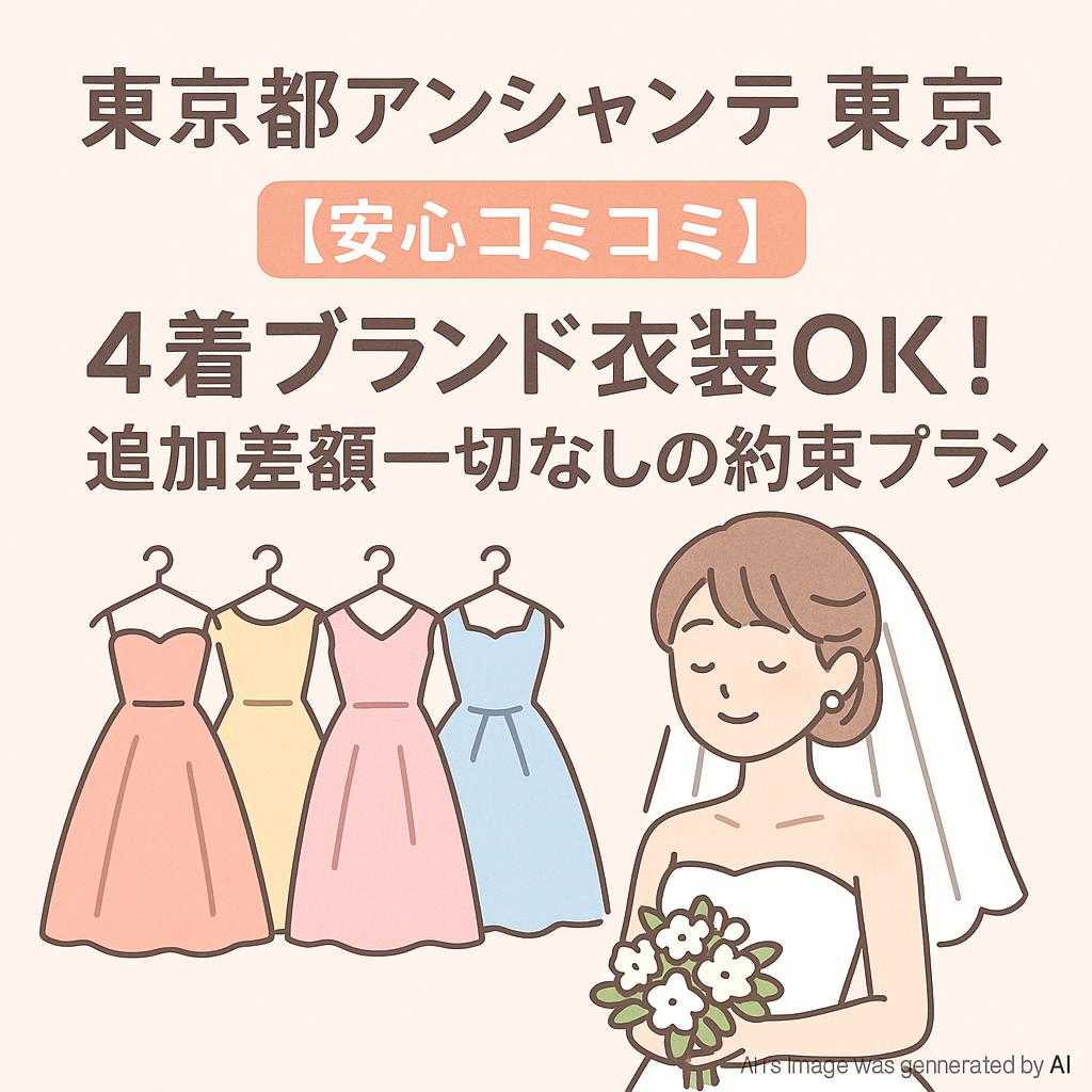 東京都アンシャンテ東京 【安心コミコミ】4着ブランド衣装OK！ 追加差額一切なしの約束プラン