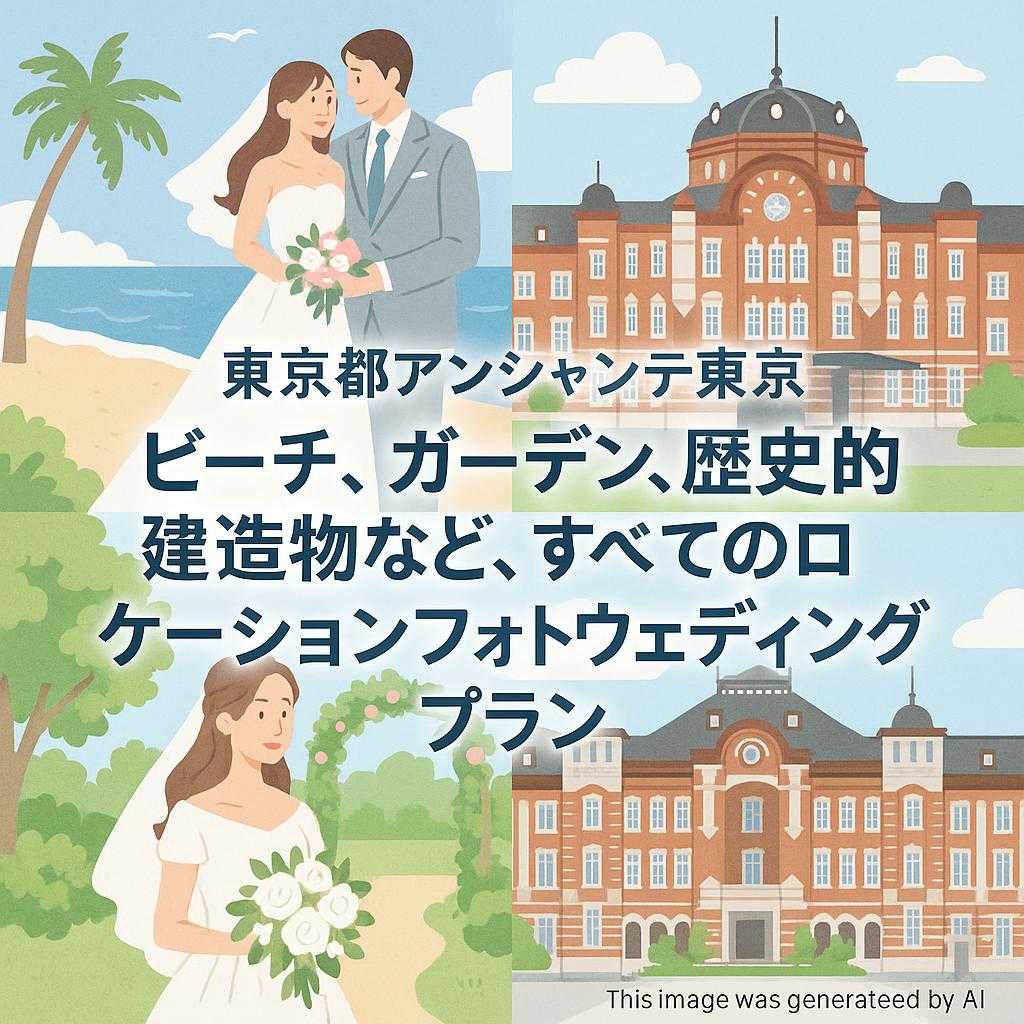 東京都アンシャンテ東京 ビーチ、ガーデン、歴史的建造物など、すべてのロケーションフォトウェディングプラン