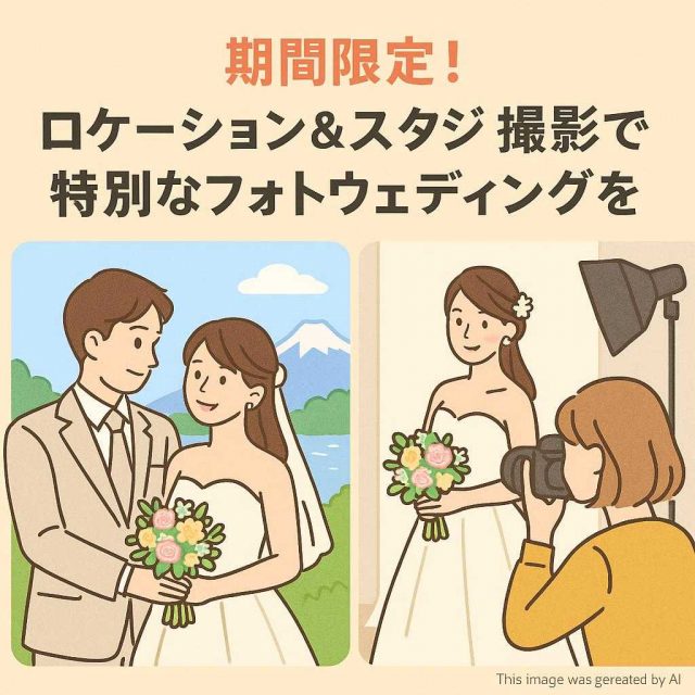 期間限定！ロケーション＆スタジオ撮影で特別なフォトウェディングを