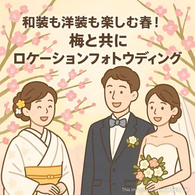 和装も洋装も楽しむ春！梅と共にロケーションフォトウェディング