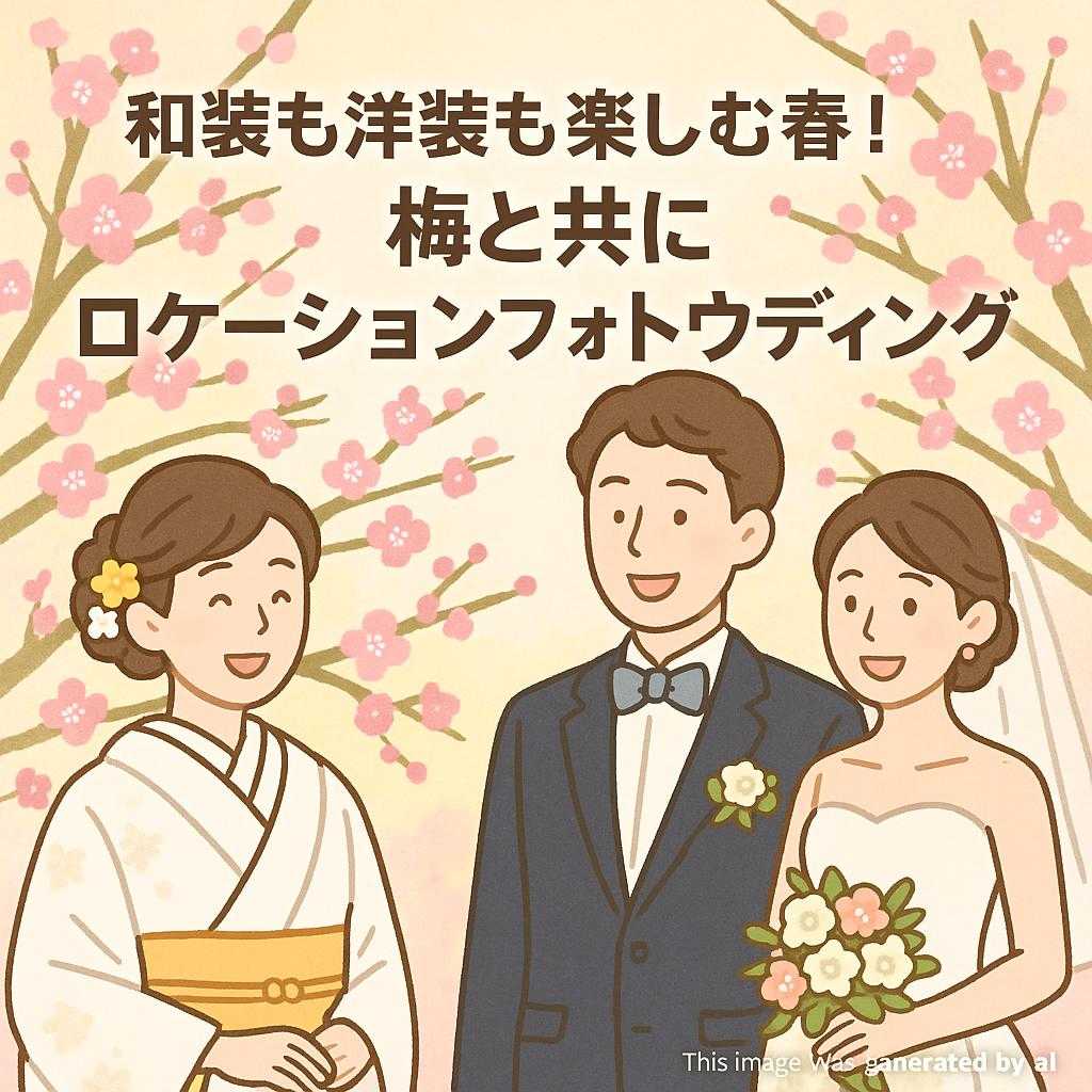 和装も洋装も楽しむ春！梅と共にロケーションフォトウェディング