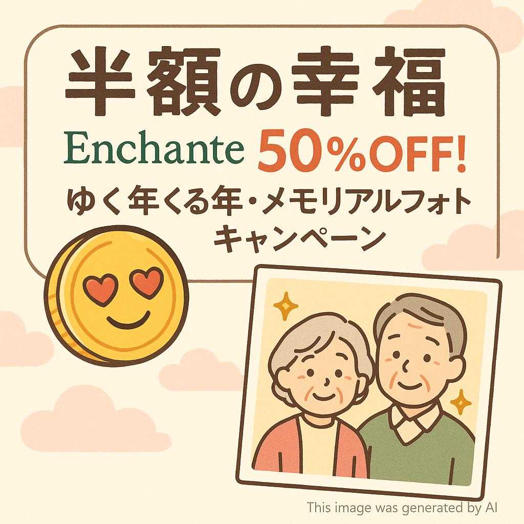【半額の幸福】Enchante 50%OFF! ゆく年くる年・メモリアルフォトキャンペーン
