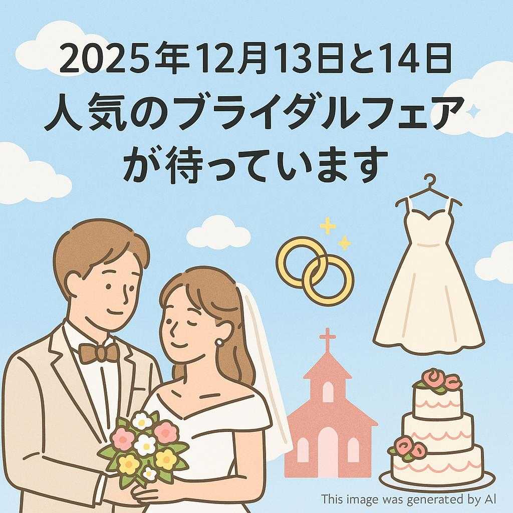 2025年12月13日と14日 人気のブライダルフェアが待っています