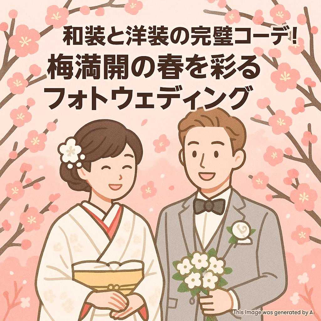 和装と洋装の完璧コーデ!梅満開の春を彩るフォトウェディング