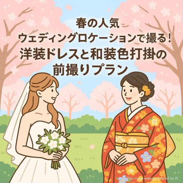 春の人気ウェディングロケーションで撮る! 洋装ドレスと和装色打掛の前撮りプラン