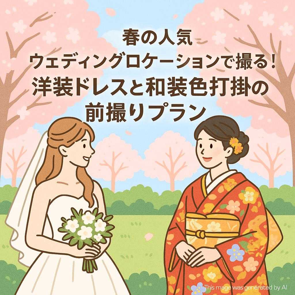 春の人気ウェディングロケーションで撮る! 洋装ドレスと和装色打掛の前撮りプラン