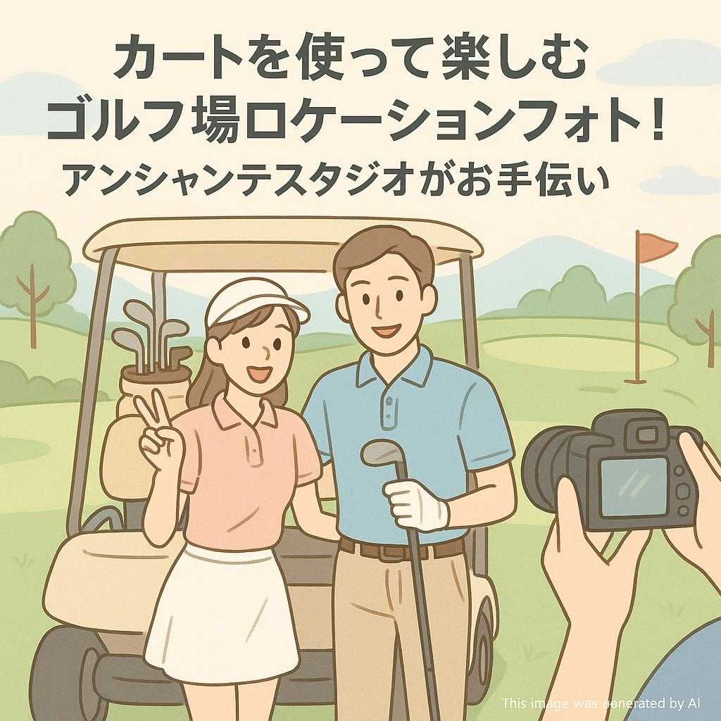 カートを使って楽しむゴルフ場ロケーションフォト！アンシャンテスタジオがお手伝い