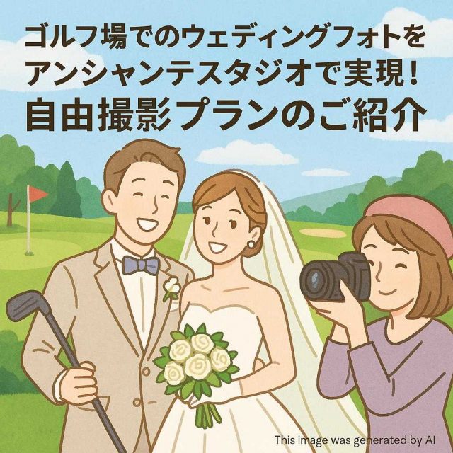 ゴルフ場でのウェディングフォトをアンシャンテスタジオで実現！自由撮影プランのご紹介