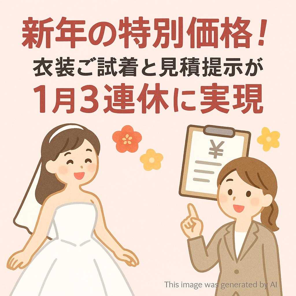 新年の特別価格!衣装ご試着と見積提示が1月3連休に実現