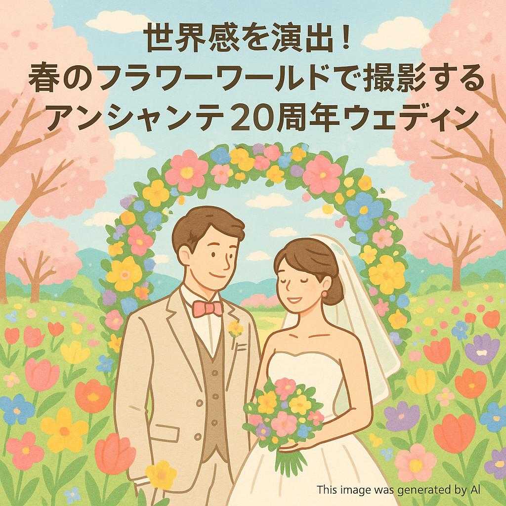 世界感を演出！春のフラワーワールドで撮影するアンシャンテ20周年ウェディングフォト