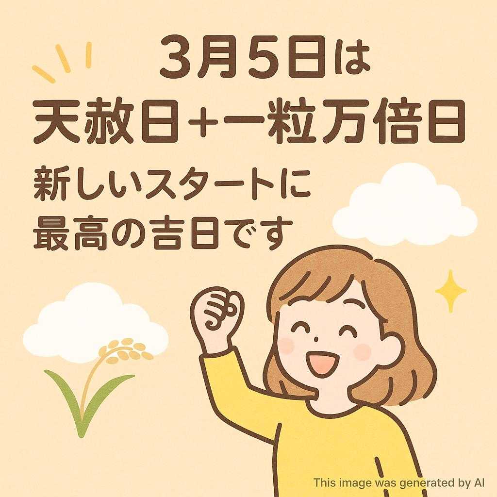 3月5日は「天赦日＋一粒万倍日」✨ 新しいスタートに最高の吉日です