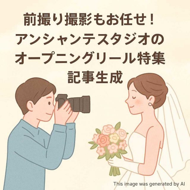 前撮り撮影もお任せ！アンシャンテスタジオのオープニングリール特集 記事生成