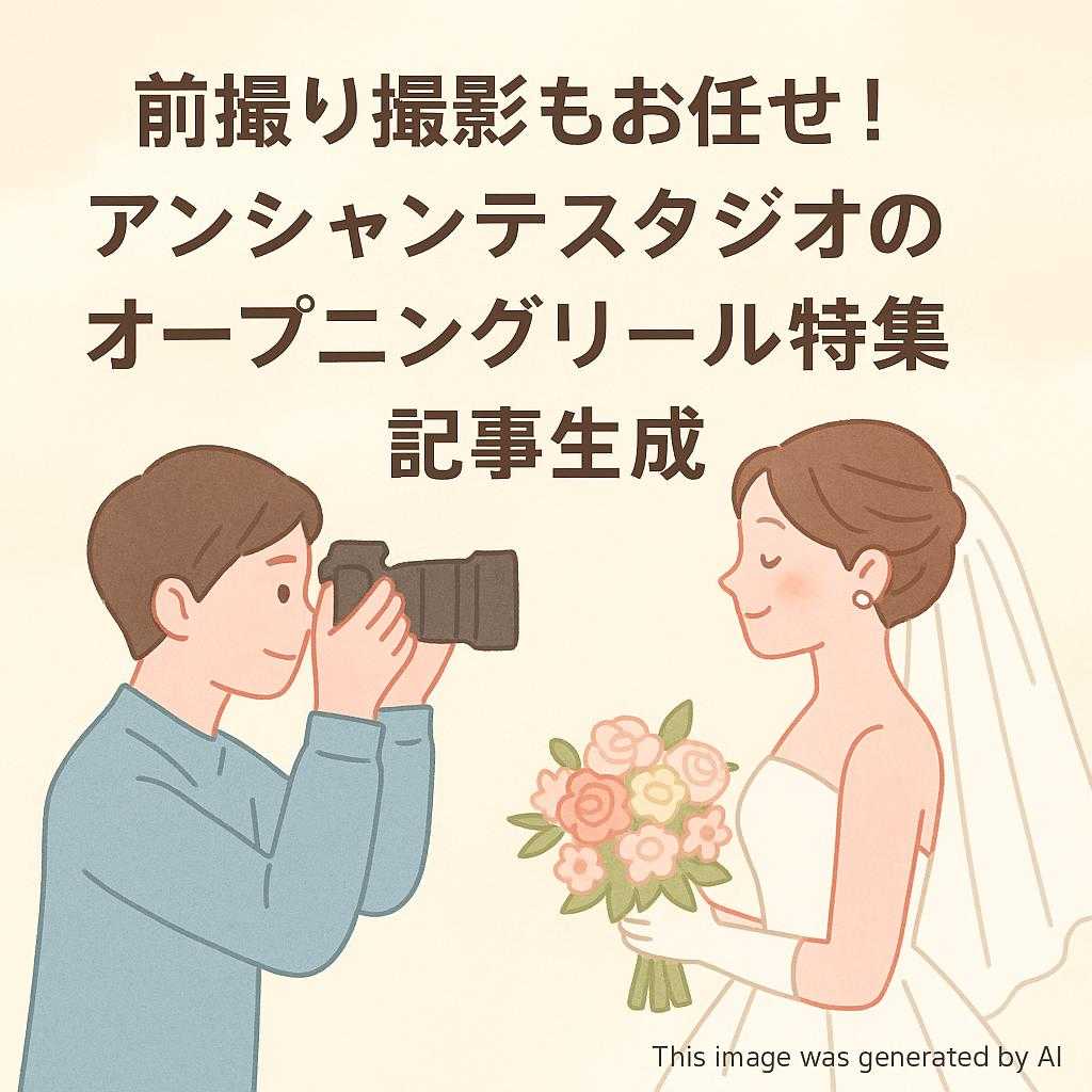 前撮り撮影もお任せ！アンシャンテスタジオのオープニングリール特集 記事生成