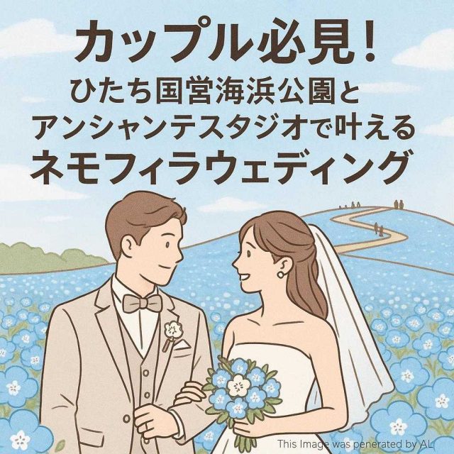 カップル必見！ひたち国営海浜公園とアンシャンテスタジオで叶えるネモフィラウェディング