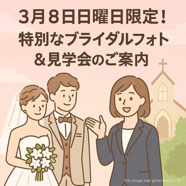 ３月8日日曜日限定！特別なブライダルフォト＆見学会のご案内