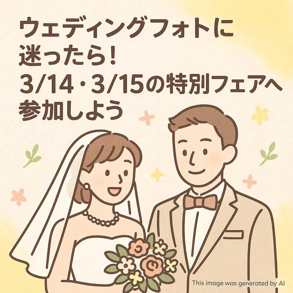 ウェディングフォトに迷ったら!3/14・3/15の特別フェアへ参加しよう
