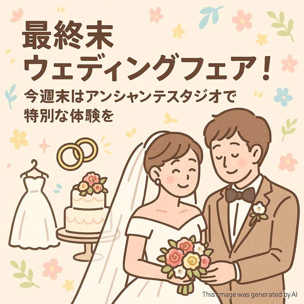 最終末ウェディングフェア！今週末はアンシャンテスタジオで特別な体験を