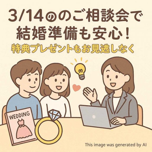 3/14・3/15のご相談会で結婚準備も安心！特典プレゼントもお見逃しなく