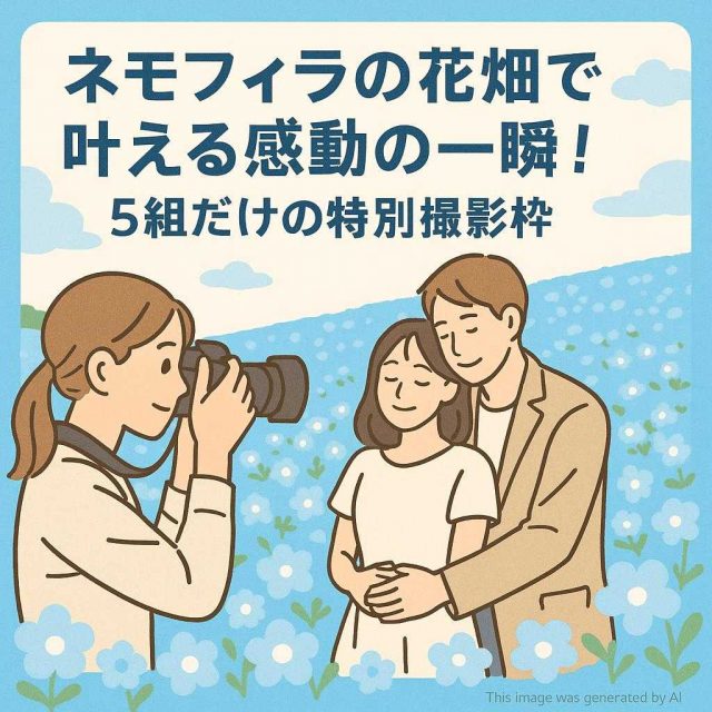 ネモフィラの花畑で叶える感動の一瞬！5組だけの特別撮影枠