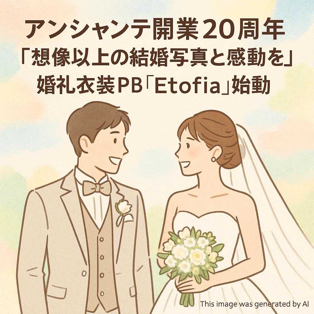 アンシャンテ開業20周年 “想像以上の結婚写真と感動を” 婚礼衣装PB「Etofia」始動