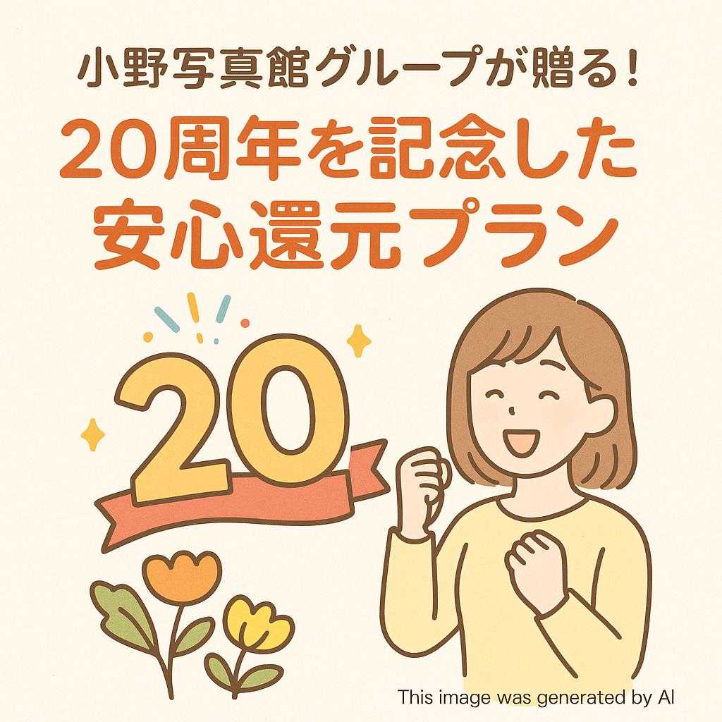 小野写真館グループが贈る！20周年を記念した安心還元プラン