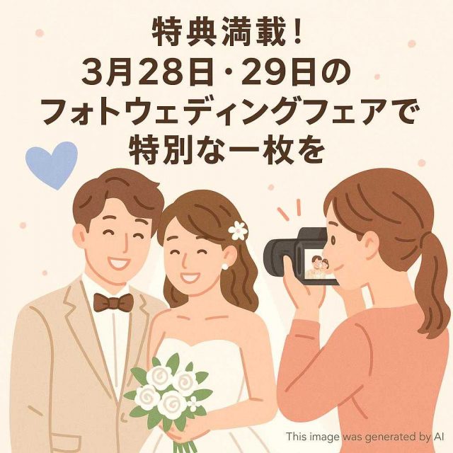特典満載！3月28日・29日のフォトウェディングフェアで特別な一枚を